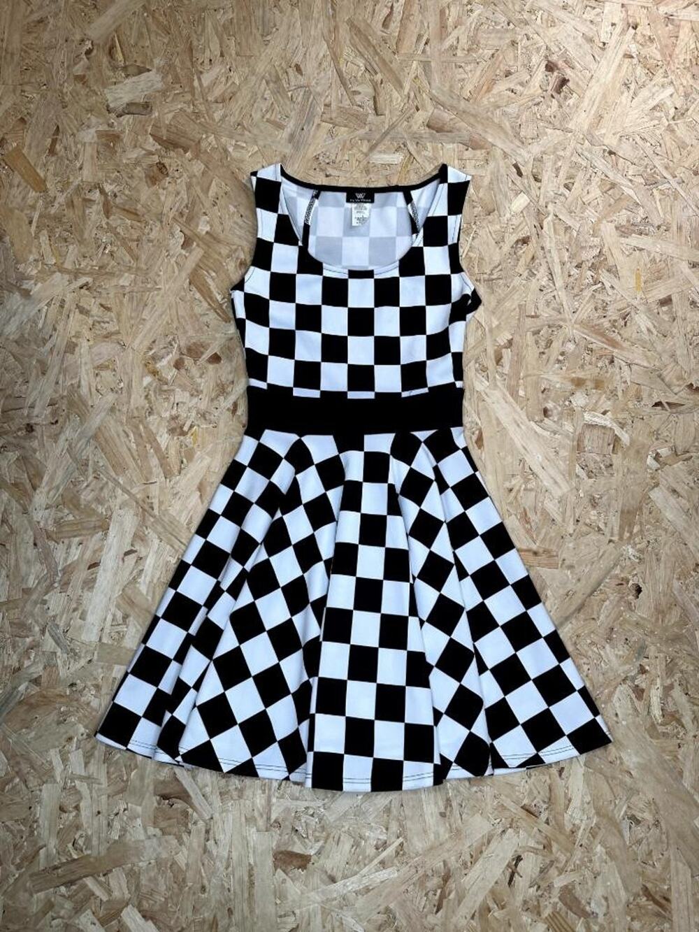 Va Va Voom Checkerboard Dress Womens Small Black White Ska Punk Rockabilly Mini